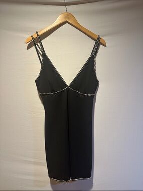 NA-KD Black Rhinestone Mini Dress